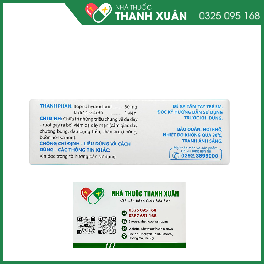 Eltium 50 trị triệu chứng viêm dạ dày mãn tính